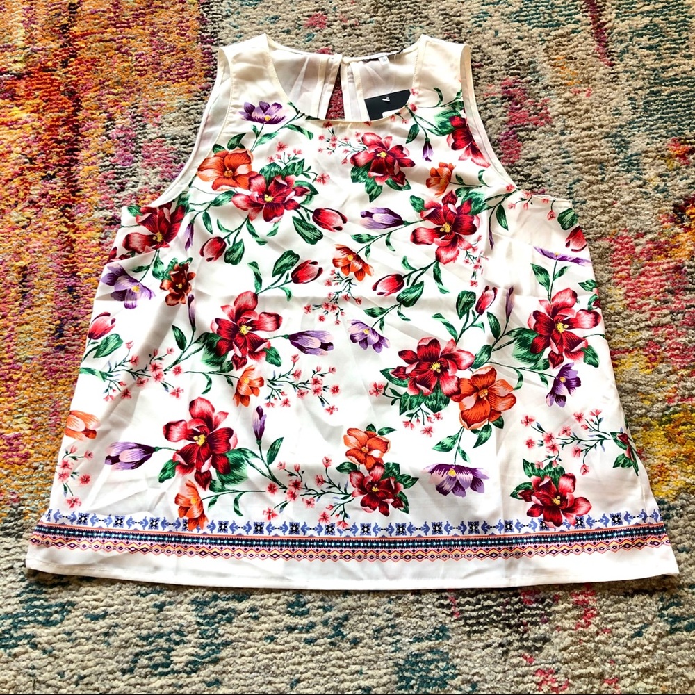 NWT Fashion Nova Floral Tank XL Open Back Flowy